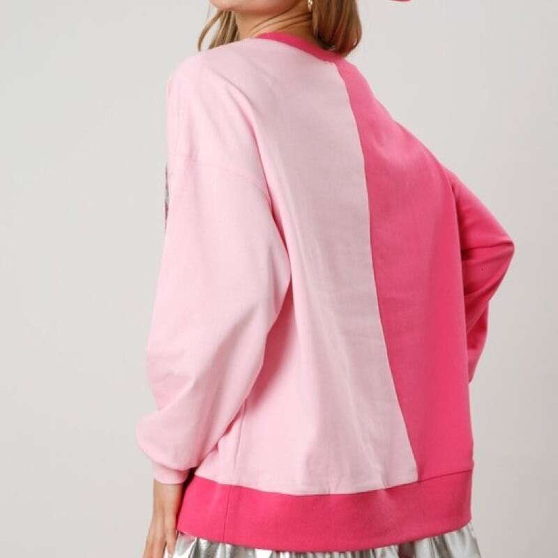 Spring New European And American Sequined Boots Color Blocked Versatile Top Long Sleeved Sweatshirt For Women, Fashionable Quality Classic B4