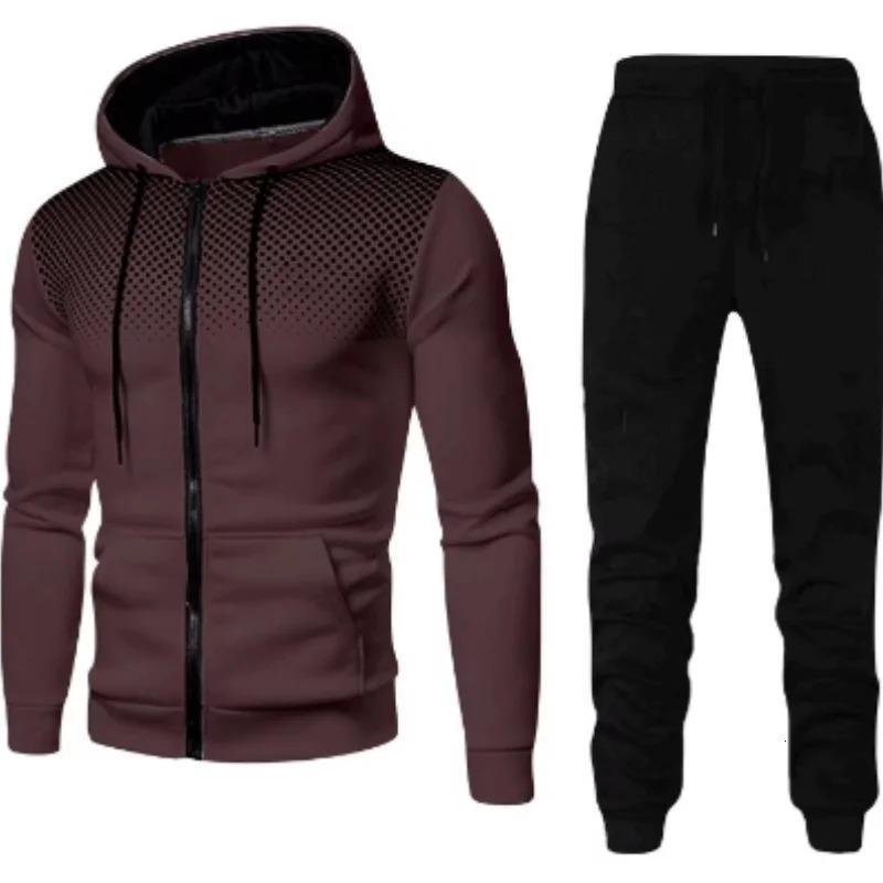 2024 Mens Autumn Winter Sets Zipper HoodiePants Pieces Casual Tracksuit Male Sportswear Clothing Sweat Suit 241209