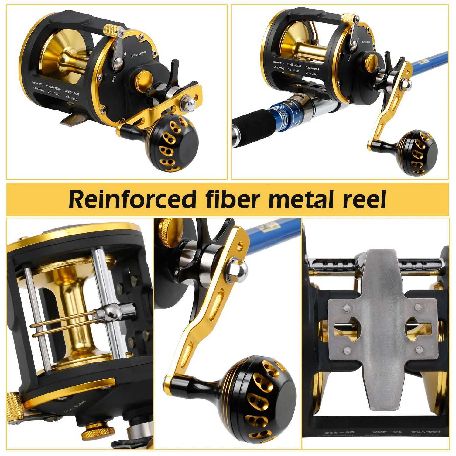 Sougayilang Trolling Reel Saltwater vel Wind Reel Drag Reels Boat Fishing Ocean Fishing for Sea Bass Grouper Pesca 6+1BB/4.1 1XJ241209