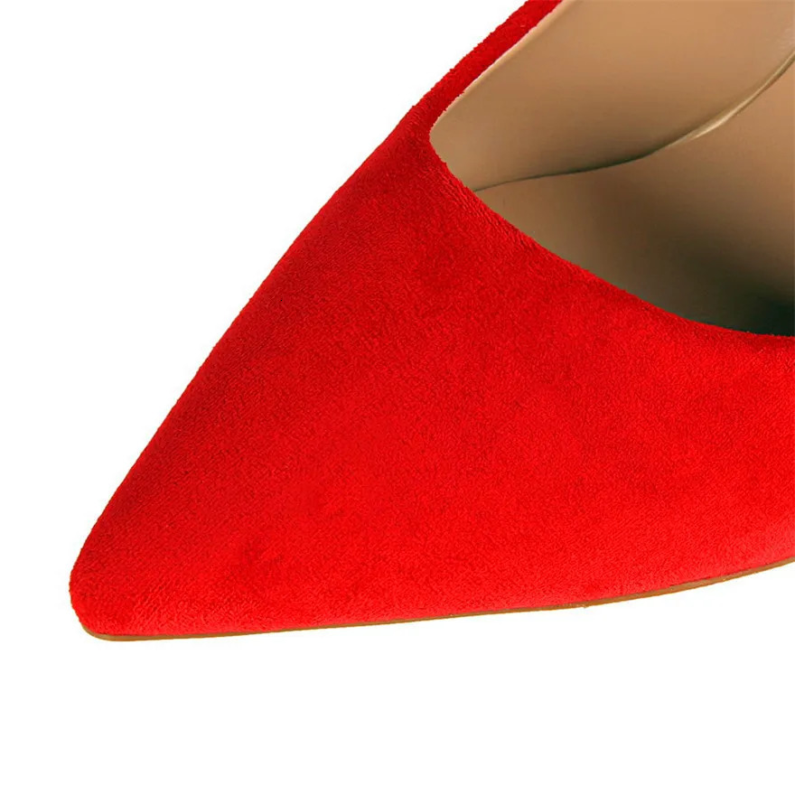 Square High Heels Concise Woman Work Shoes Autumn Soft Flock Pointed Toe Women Pumps Shallow Female Comfort Dress Shoe Black Red 241209