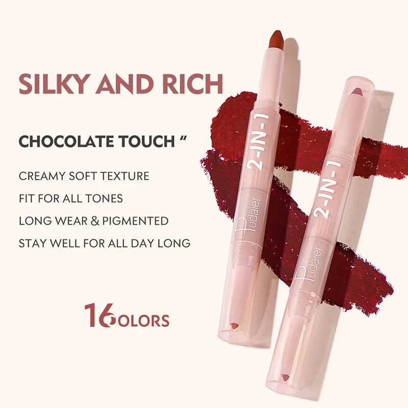 Silk Smooth Multicolor Double Head Lipliner Non Fading Matt European and American Lipstick Cosmetic Charming Red Brown Lip GlossXJ241209