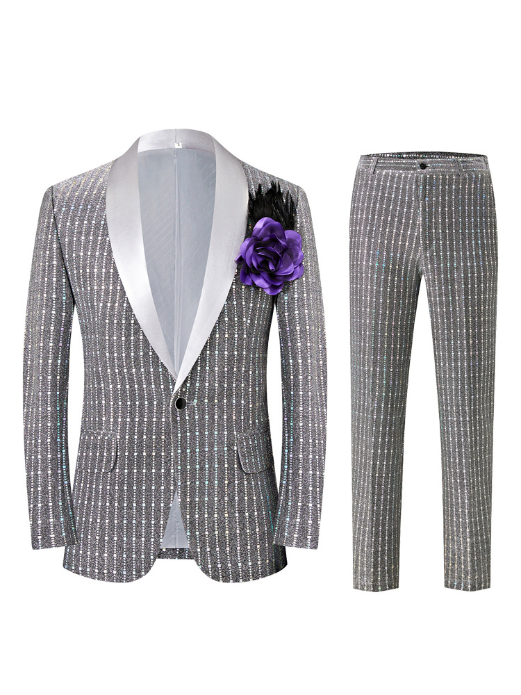 k899 Autumn Men's Slim Suit Jacket Banquet Host Dress Suit Set High Quality