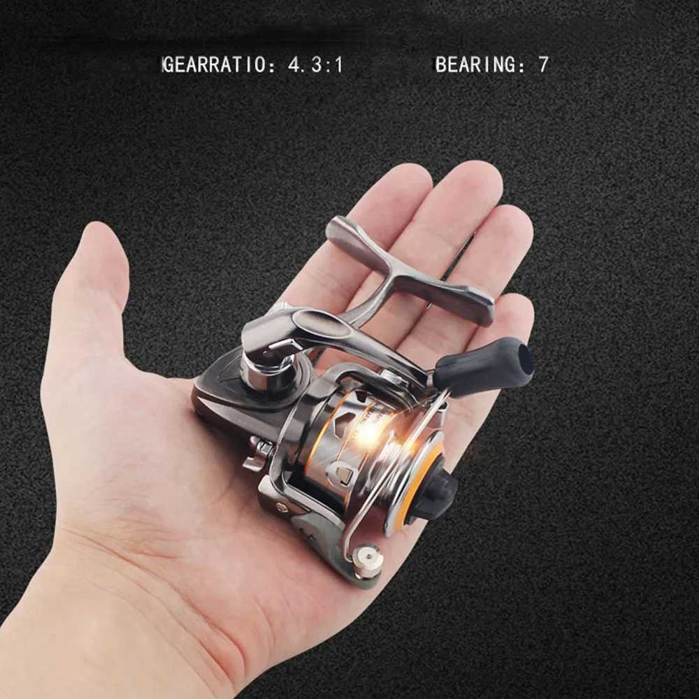 Power All Metal Mini Spinning Fishing Reel High Speed 4.3 1 Coil ft/Right Hand for Boat Rock Ice Fishing Lure Ultralight WheelXJ241209