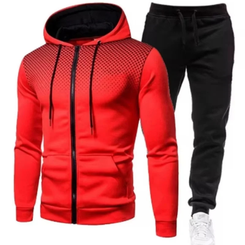 2024 Mens Autumn Winter Sets Zipper HoodiePants Pieces Casual Tracksuit Male Sportswear Clothing Sweat Suit 241209