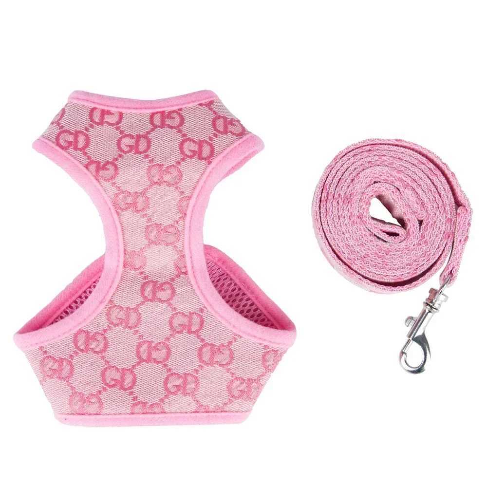 Designer Pet Cat Dog Harness Lead Set Leash Reversible Luxury Dog Vest Harness For Small Dogs Chihuahua Pug Chest Strap PuppyXJ241206