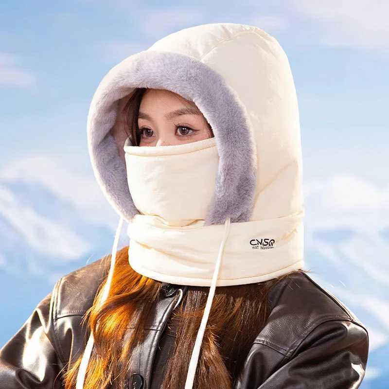 3pcs3-in-1 Winter Cycling Hat Warm Scarf Face Mask Integrated Cold Resistant Windproof Head Cover Thickened Velvet Neck ProtectionXJ241209