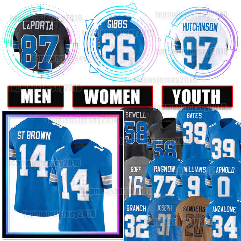 14 Amon-Ra St. Brown Jersey 26 Jahmyr Gibbs Football 32 Brian Branch 87 Sam LaPorta Jared Goff David Montgomery Penei Sewell Jameson Williams Barry Sanders Kerby Joseph