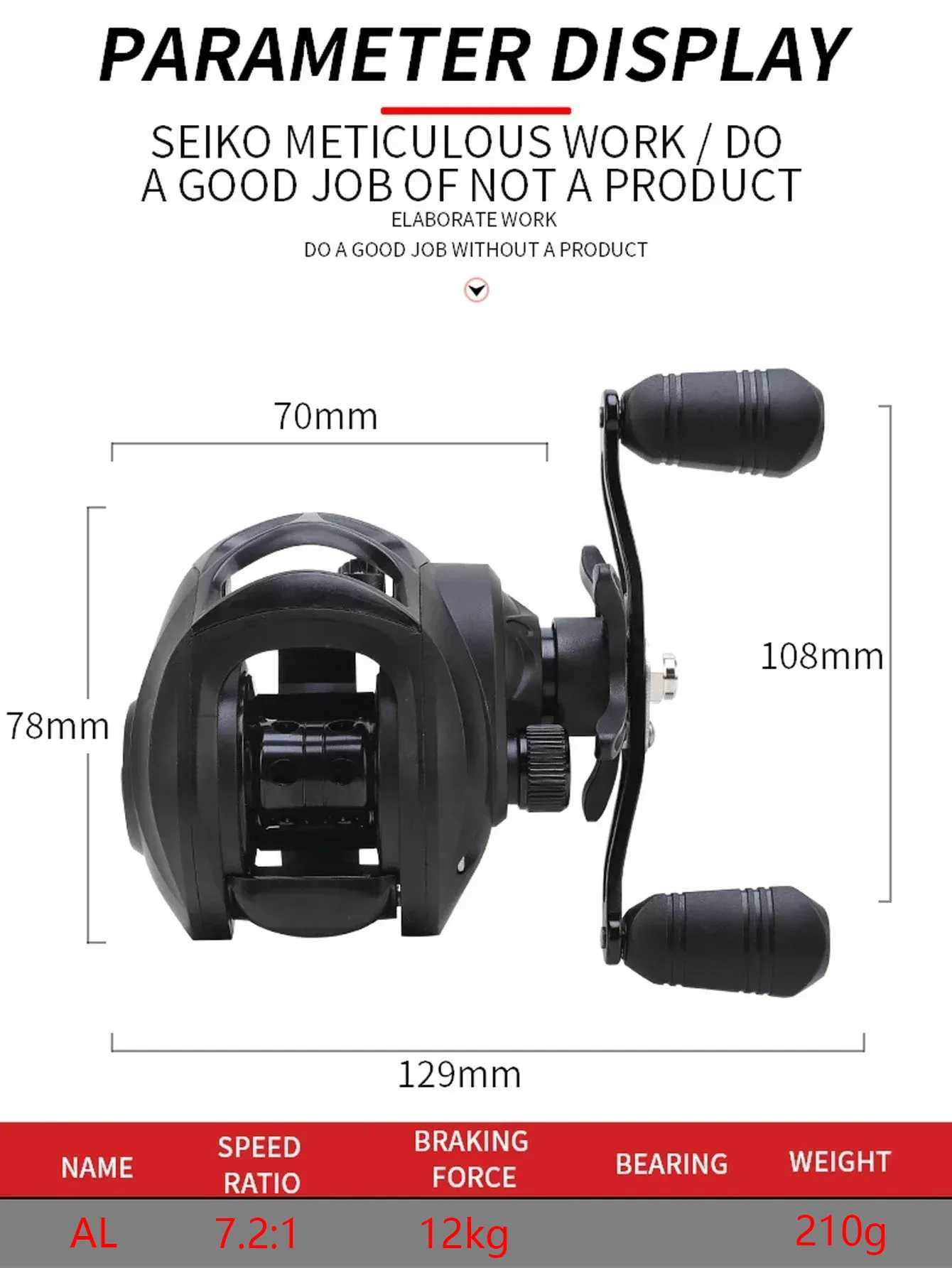 Max Drag 12kg ft/Right hand Baitcasting Reel High Speed 7.2 1 Gear Ratio Fresh Saltwater Brake Syst Ultralight ReelXJ241209