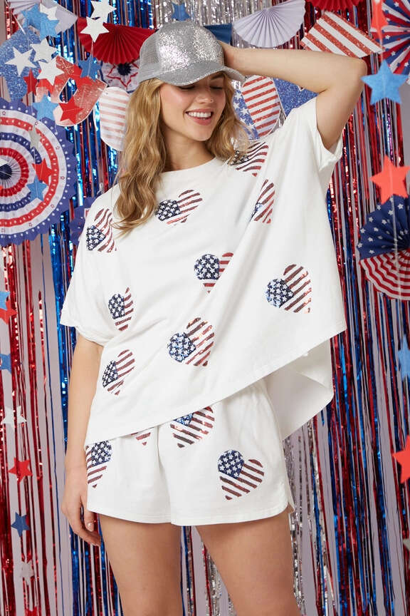 Summer New European And American Women's Independent Day Top Sequined Pants Short Sleeved Two-Piece Set Fashionable Quality Classic B2