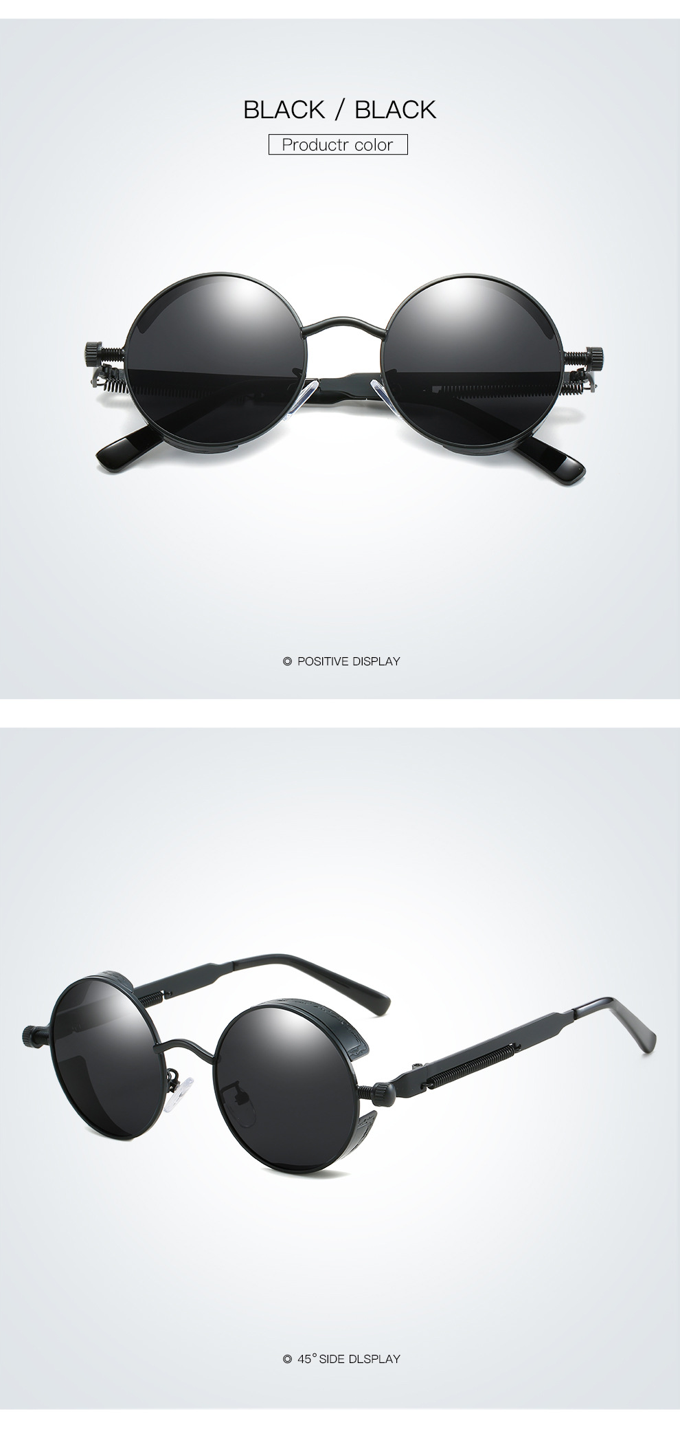 Fashion women's round frame metal full frame round frame glasses punk style personality glasses suitable for travelling to take pictures