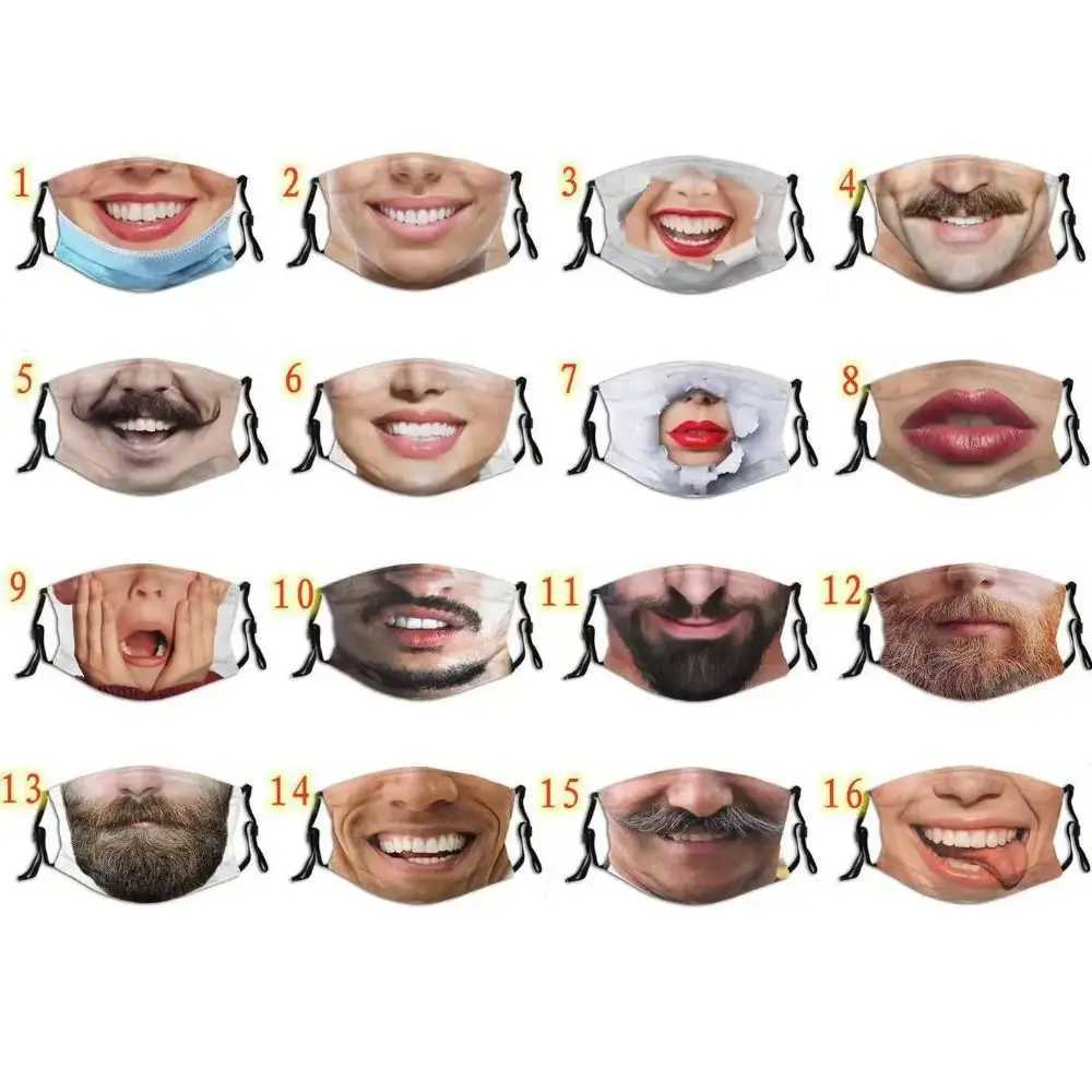3pcsFacial Expression 3D Three-dimensional Mask Personality Printed Funny Printed Mask Cotton Imitation Party Cosplay Mask GiftsXJ241209