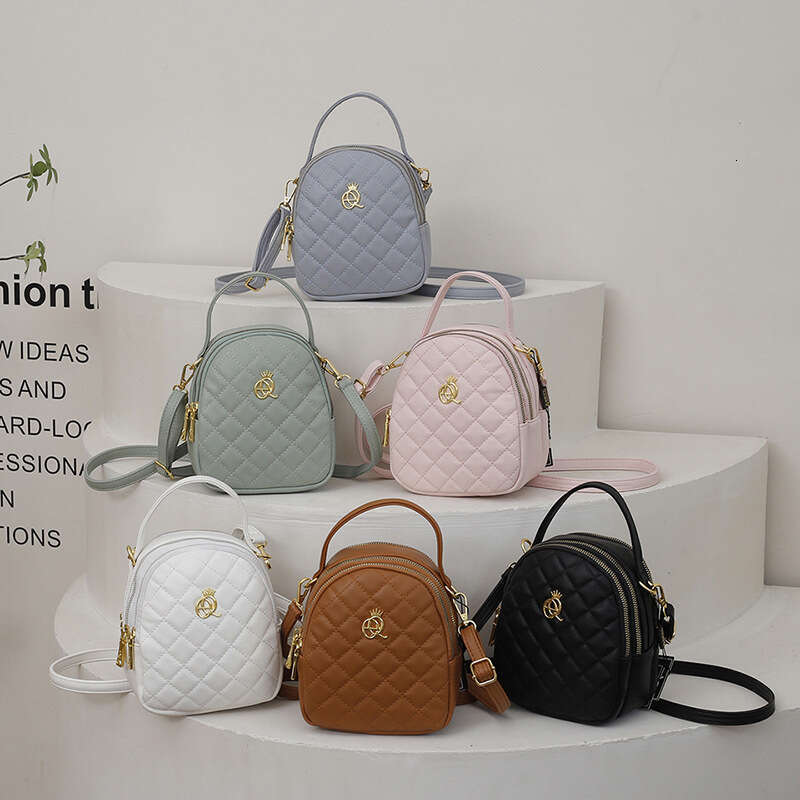Fashionable diamond grid single shoulder crossbody versatile, casual, women's shell bag, high-end, mobile phone small round bag