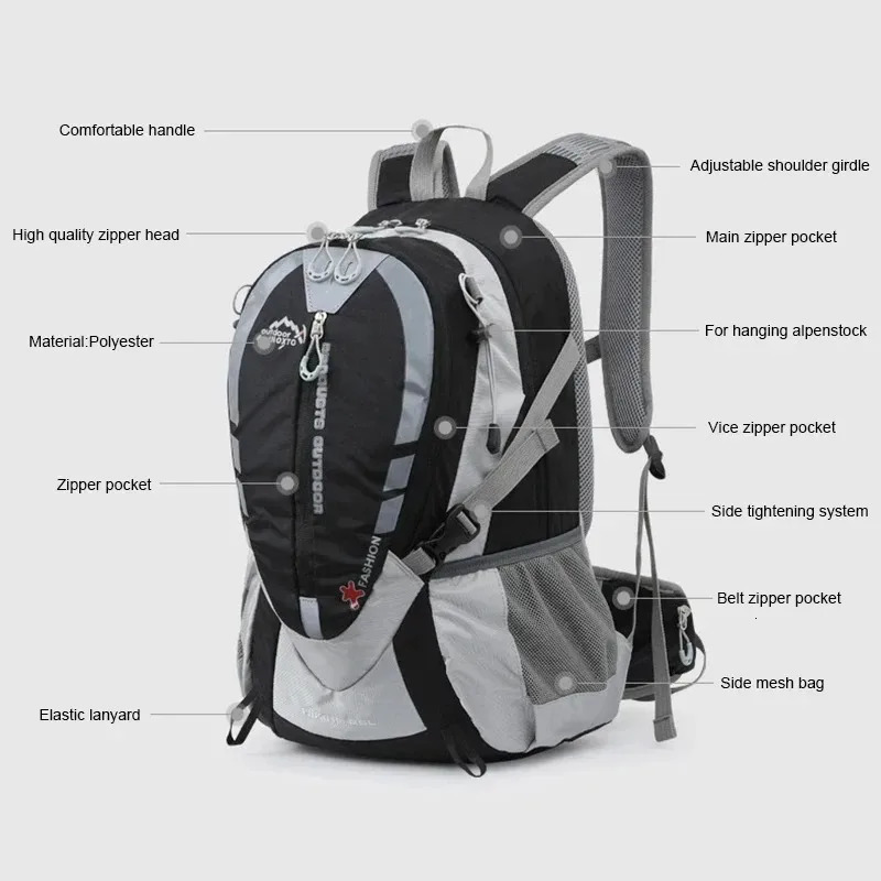25L Outdoor Travel Backpack Waterproof Climbing Hiking Trekking Camping Cycling Backpacks Mountaineering Bags Travelling Bag 241209