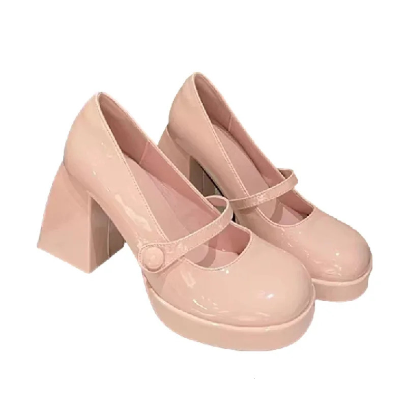 High Heels Mary Janes Shoes Women Silver Party Lolita Shoes Fashion Dress Chunky Female Elegant Zapatos Pumps 241209