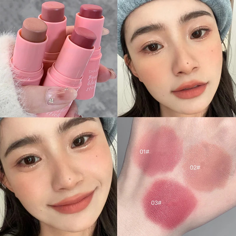 Rouge Blush Stick Waterproof Natural Cheek Blusher Cream Lasting High Color Rendering Brightening Skin Tone Korean Face Cosmetic 241209