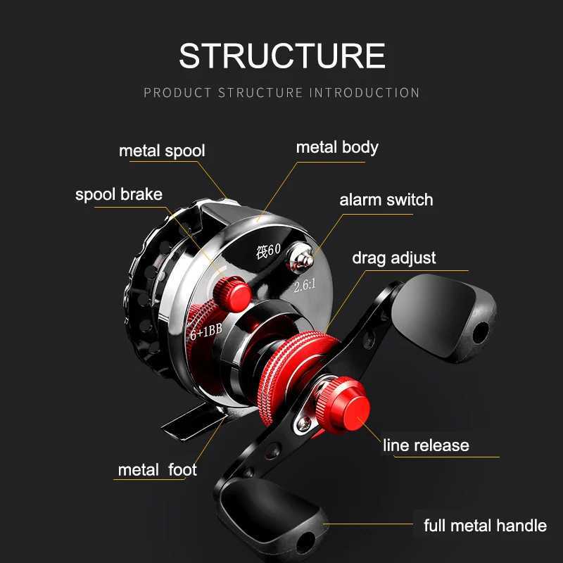 Full metal Fly Fishing Reel Ice fishing reel Micro ad brake 6+1BB fish line wheel 6+1BB Baitcasting reel YUYUXJ241209