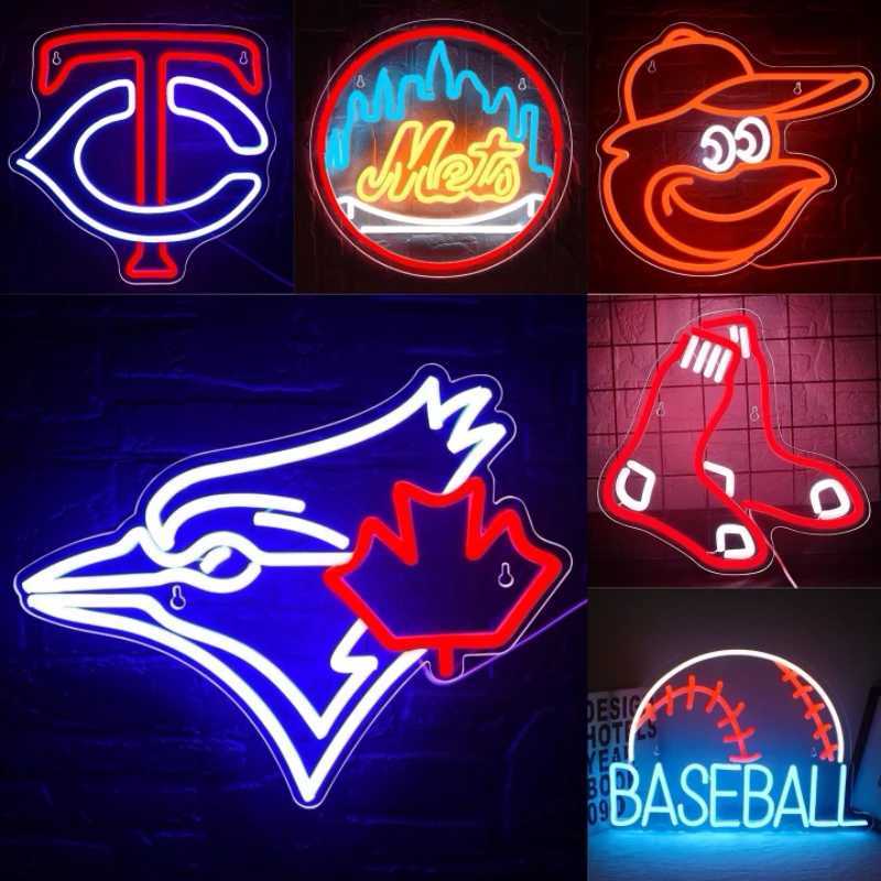 XM Baseball Neon Sign Sports Neon Sign Club Bedroom Mens Cave Mens Sports Decoration Customized Neon Sign for Men Teenagers Baseball Fans Game Room X2