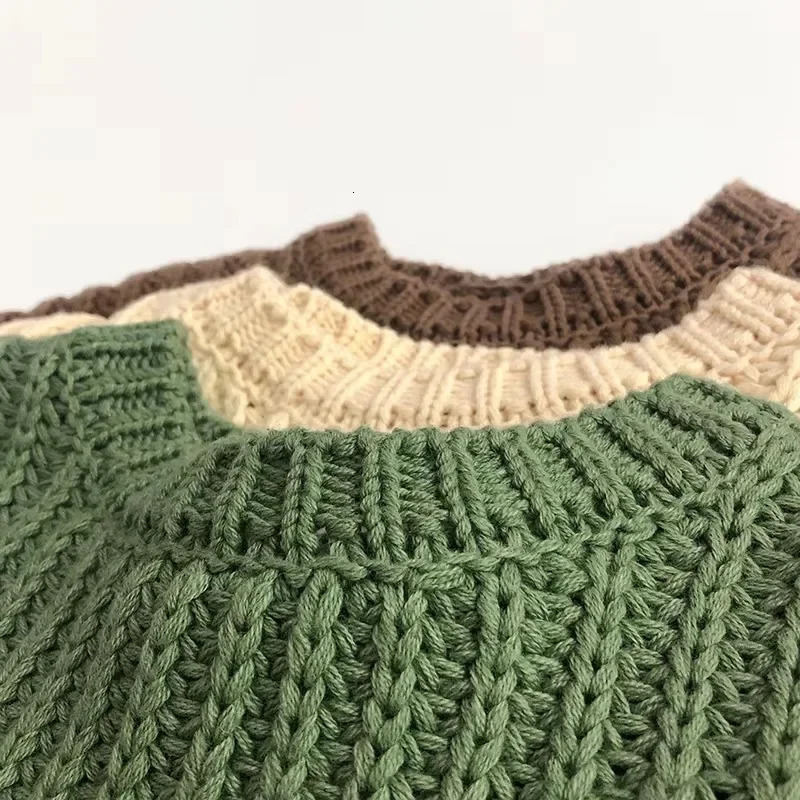 Boys and Girls Knitted Zipper Childrens Winter Top Cotton Oversized Sweater Casual Short Cable Knitted Baby Kintwear Clothing 241210