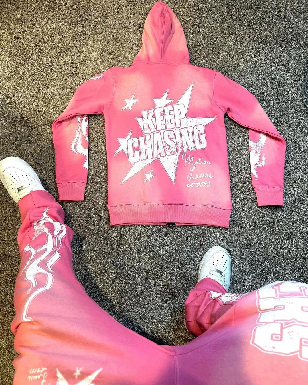 MOT10NLOVERS Hiphop Mens Casual Fashion Sportswear Twopiece Set Harajuku Street Clothing Super Dalian Hoodie Y2k 241209