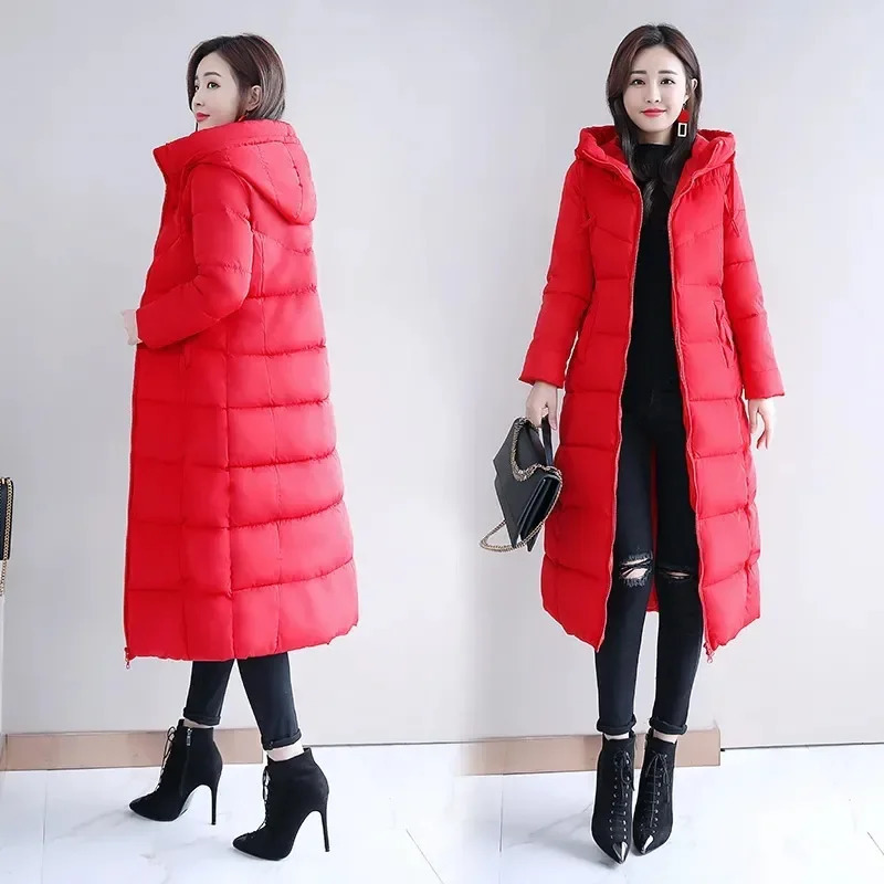 Long Straight Winter Coat Women Casual Down Jackets Slim Remove Hooded Parka Oversize Fashion Outwear Plus Size 5XL WT 1 Kg 241209