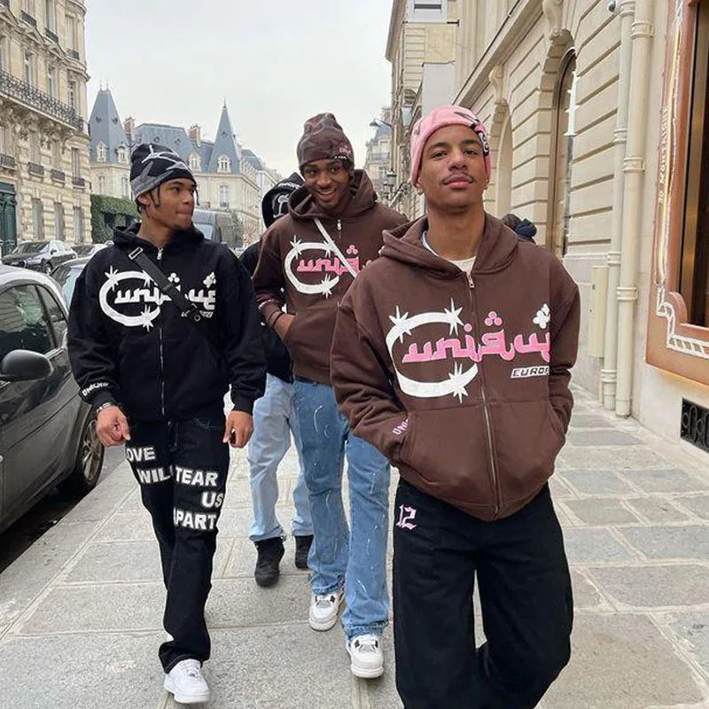 Hip-hop American High Street Cardigan Hoodies Women Y2K Casual Oversized Hooded Sweatshirt Gothic Style Loose Jacket Hoodie 241209