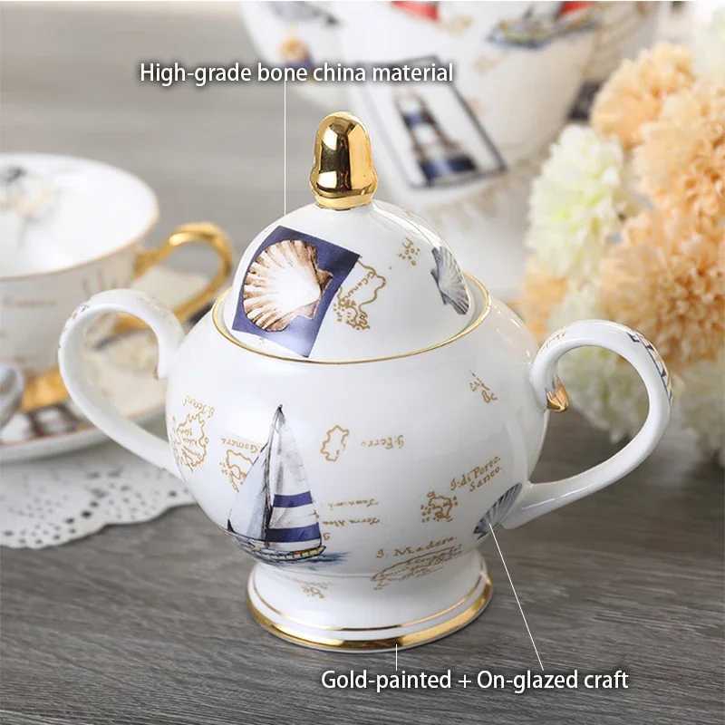 Logbook Bone Chinese Coffee Set European Ceramic Teapot Cream Candy Bowl Tea Time Teapot Cup Coffee W241210