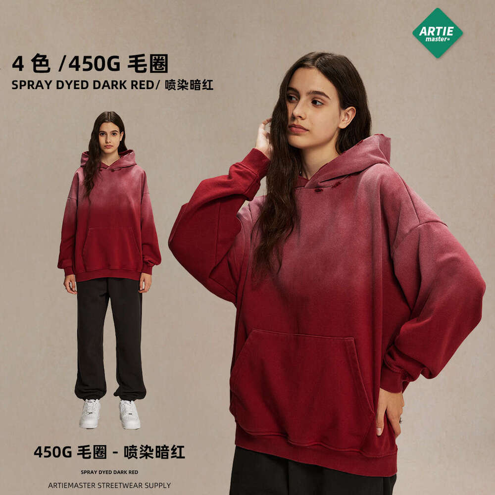 2024 Autumn/Winter New Product: Vintage Hooded Hoodie for Men, 450g Heavy Weight Washed with Broken Holes