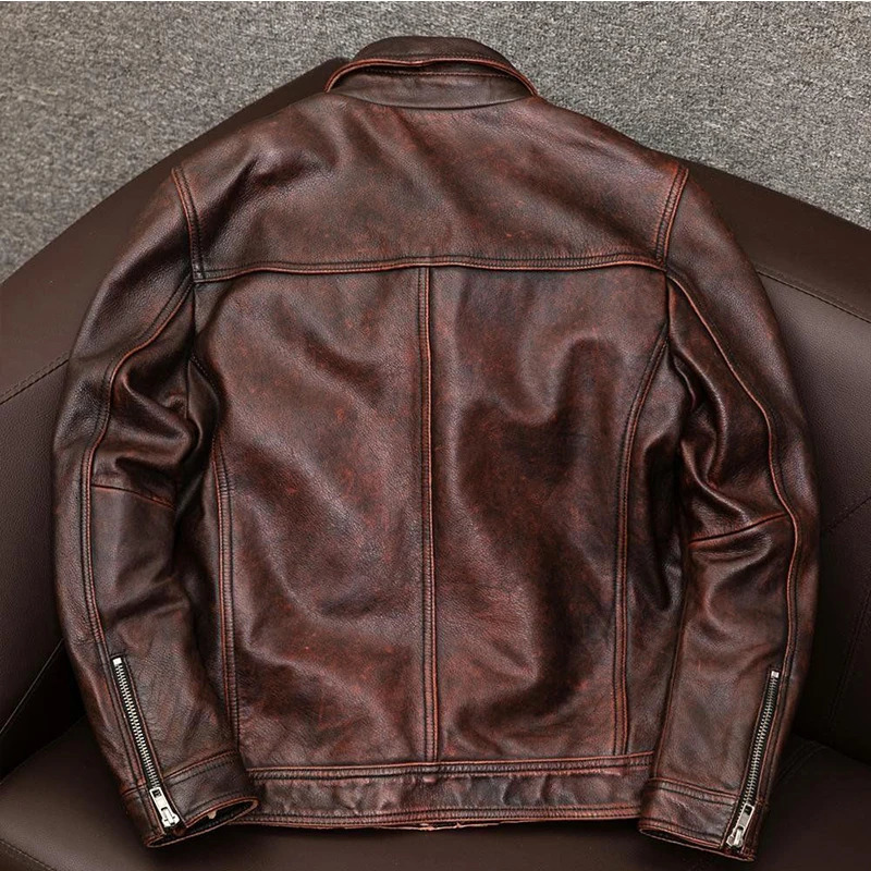 Fashionable Leather Jacket Men Lapel Autumn Winter Solid Color Trendy Loose 241202