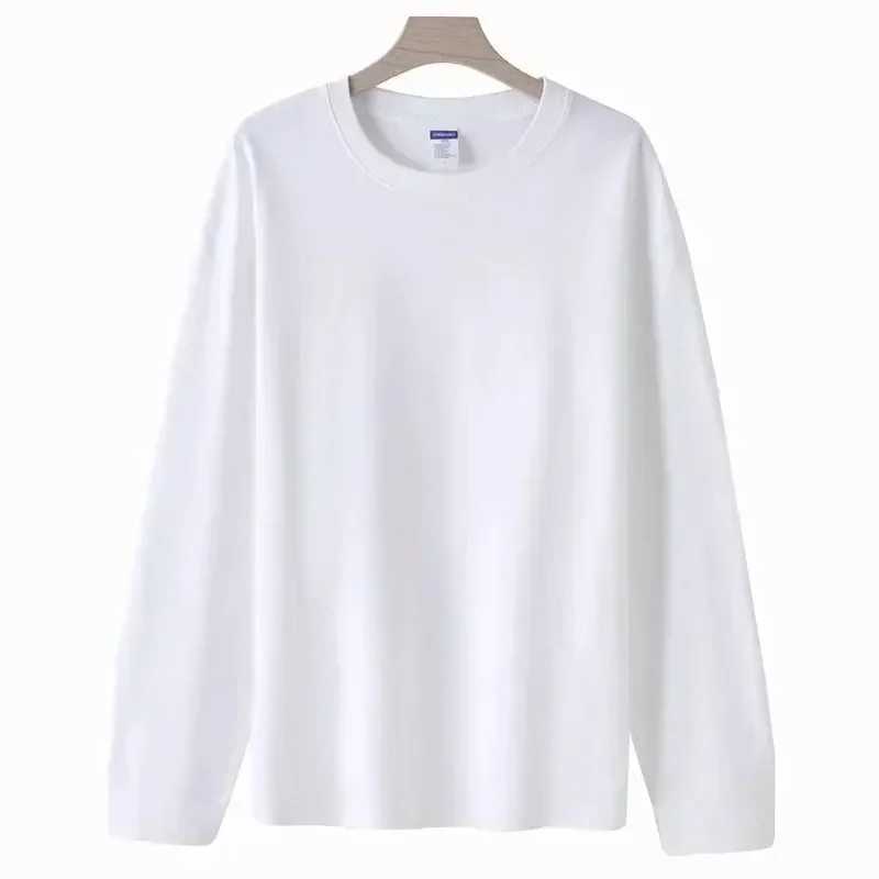 Spring and autumn mens casual long sleeved T-shirt cotton heavy-duty T-shirt tank classic loose fit suitable for mens T-shirt W241210