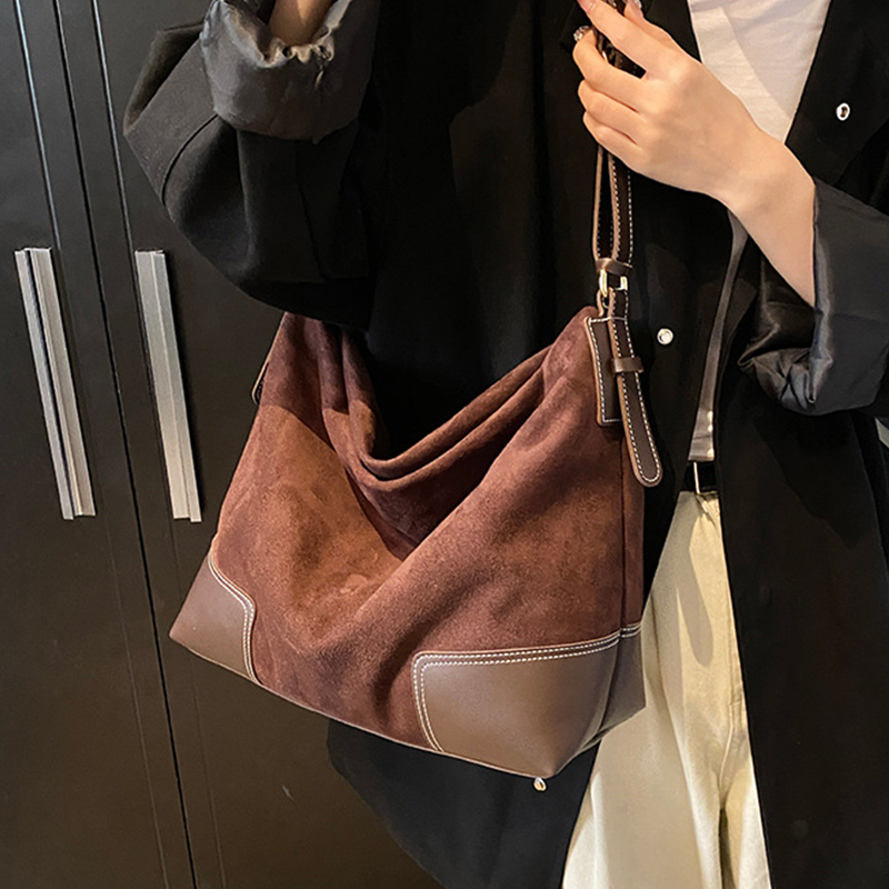 Tote Bags for Women PU Leather Suede Shoulder Bags Tote Purses Handbags Medium Top Handle Satchel Shoulder Bag Suede Handbag Travel Winter Fall