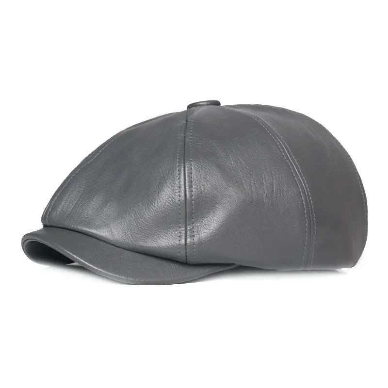 Spring autumn British retro mens leather flat octagonal hat outdoor casual beret PU s boys hat mens painter beret 241209