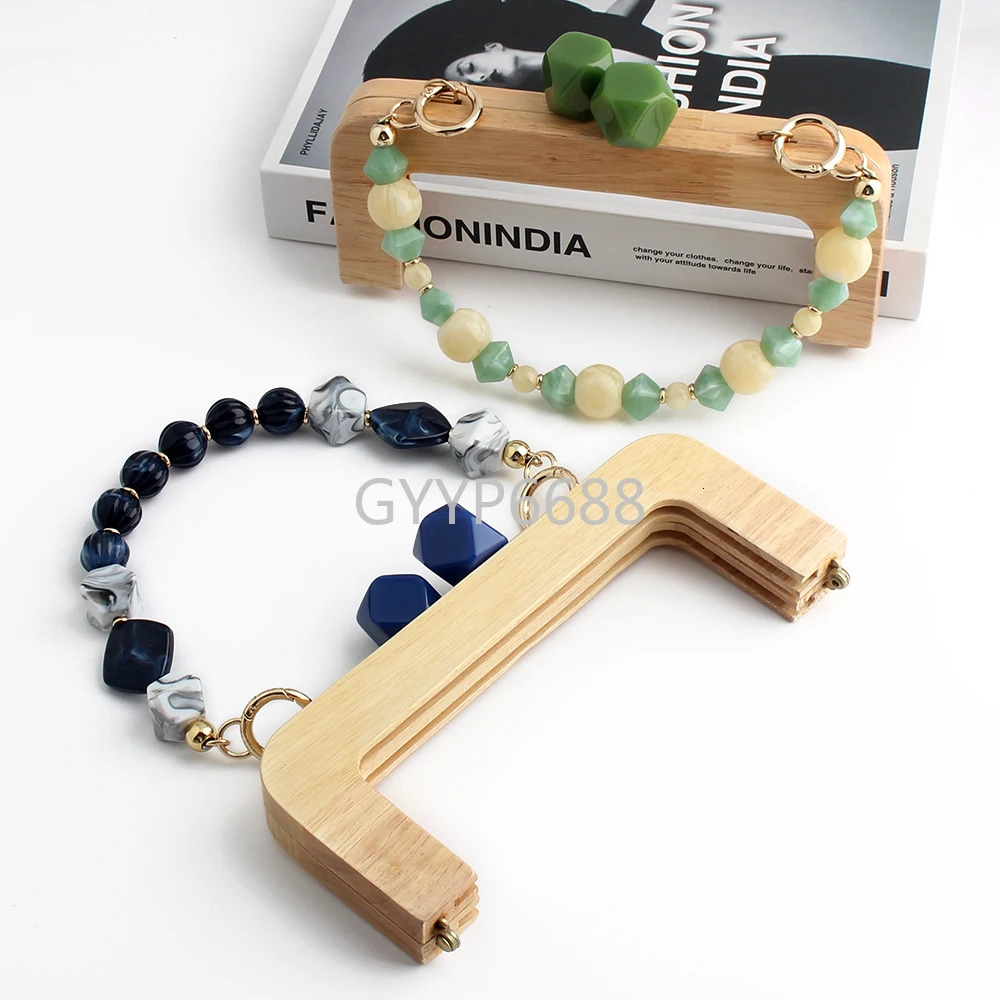 2/5/10 pieces of 19.6x11cm black square wallet frame kiss lock with beads used for sewing bags handbags shoulders wooden handle accessories 241205