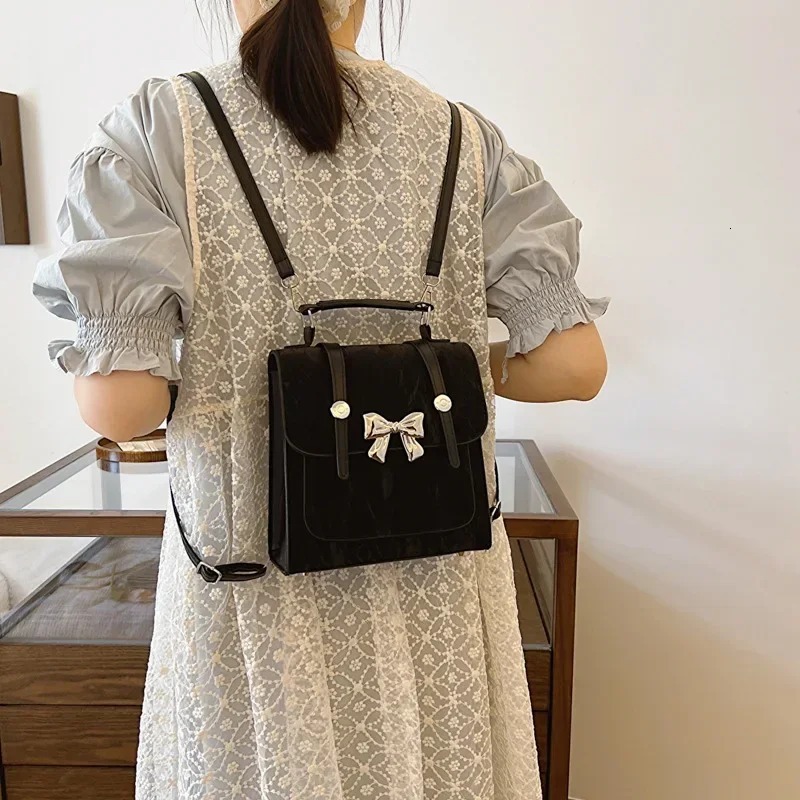 New casual backpack for women new bow decoration fashion shoulder bag college style portable minimalist design handbag bag