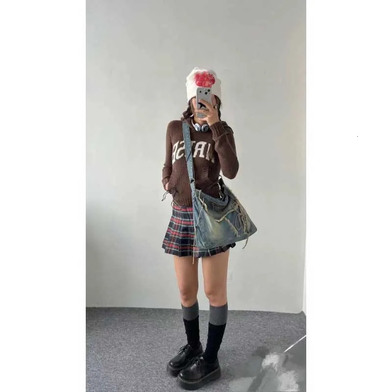 Laundry denim jeans womens casual handbag soft student large capacity retro shopping bag womens handbag241209