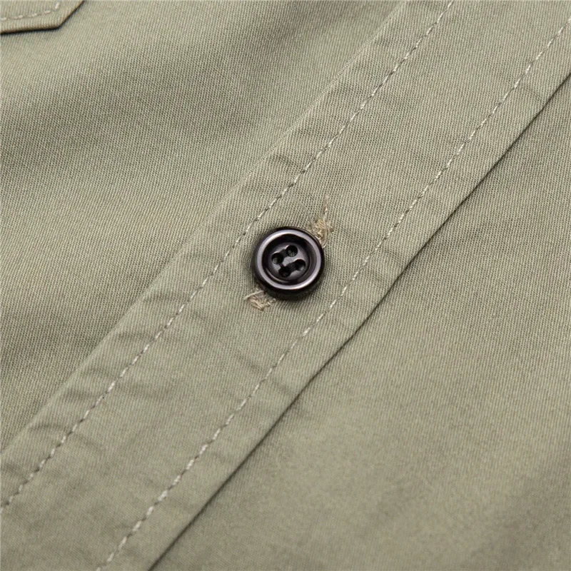 Fashion mens casual business shirt short sleeved military cargo highquality cotton work top clothing 241209