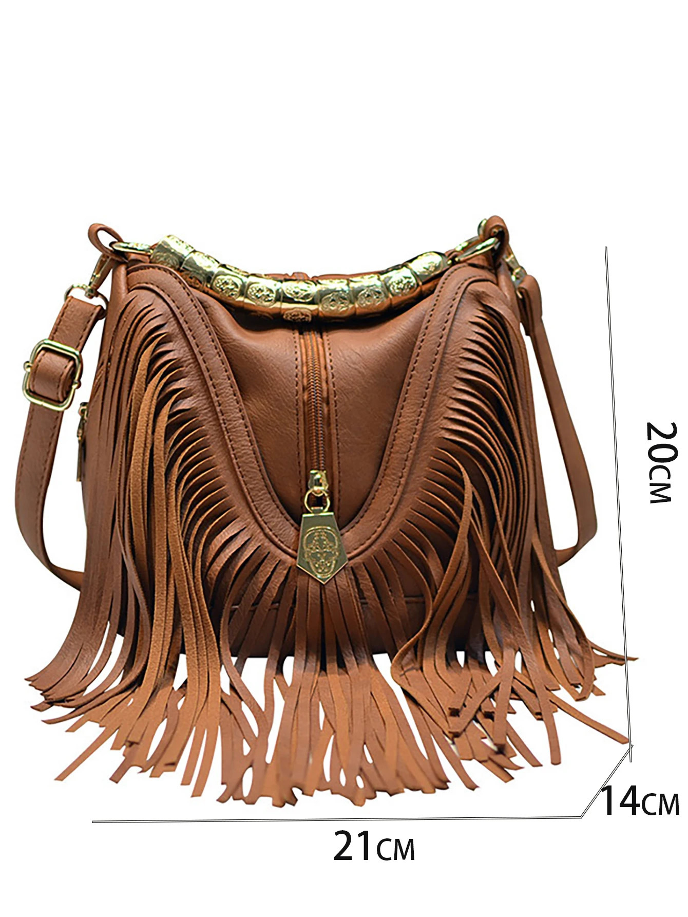 Tassel Decoration Bohemian Style Womens Shoulder Bag Retro Fashion Versatile Personalized Handbag Special Shape Handbag241209