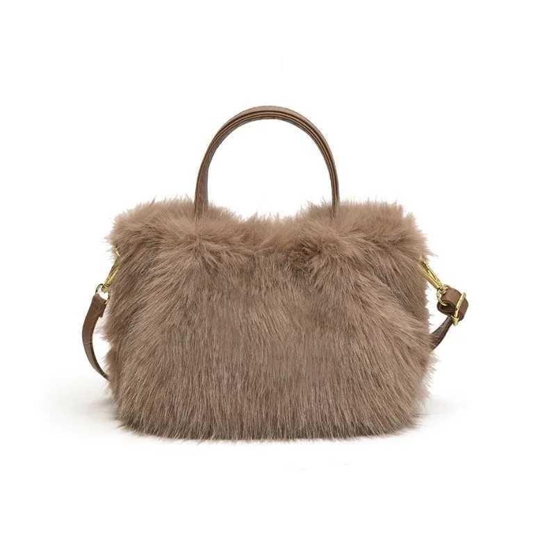 Plush Bag Womens Autumn/Winter New Versatile Plush Messenger Bucket Bag Z241210