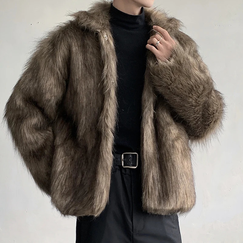 FEWQ mens cotton warm short wool coat fur leather jacket fashion 2023 autumn winter trend simple clothing top 9C3605 241209