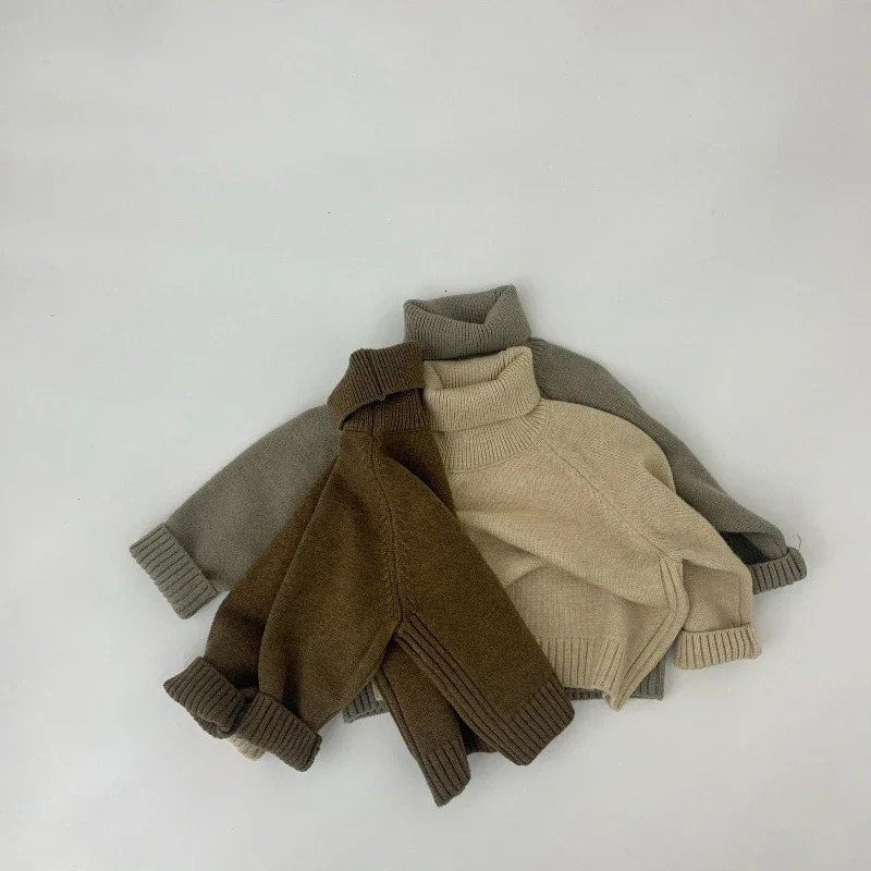 Milancel Kids Baby Sweaters Boys Knit Pullover Solid Girls Turtleneck Sweater Knit Wear 241210