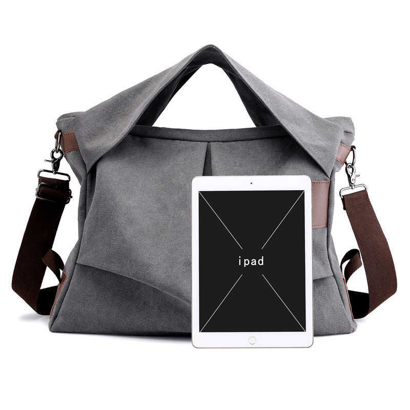 Canvas bag women's bag fashion pleated women's bag large capacity portable women's bag leisure Shoulder Messenger Bag 241215
