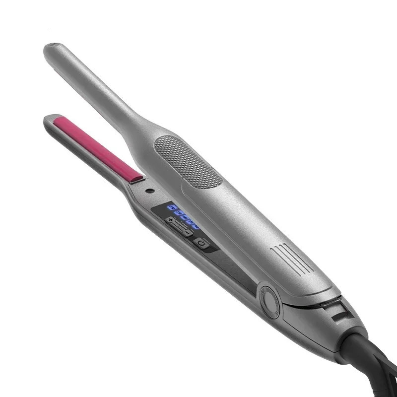 Mini Hair Curler Pencil Hair Straightener 2 in 1 Ceramic Thinnest Narrow Flat Iron with LED Display for Short Beard and Hair 241209