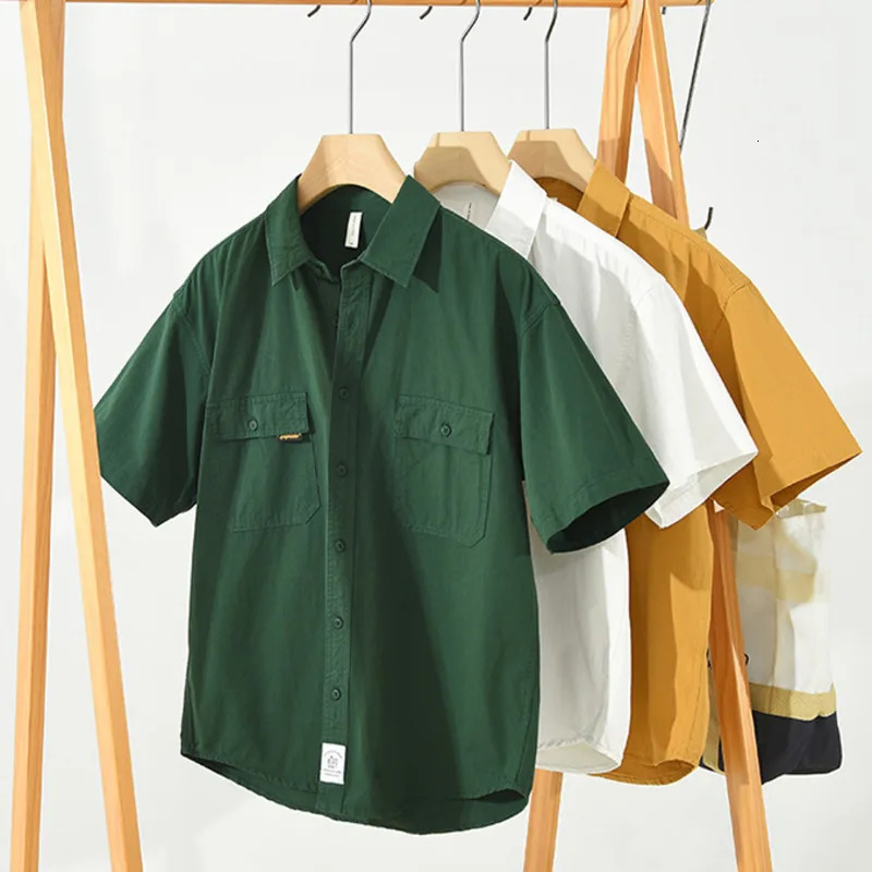 Retro mens freight shirt jacket cotton uniform light casual work Safari style fashionable loose top 241209