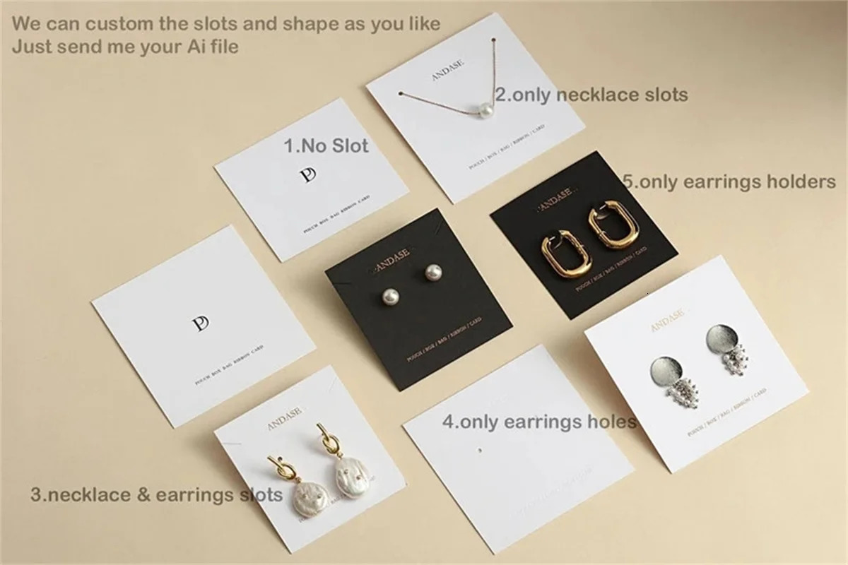 Customized necklace earrings drawer cardboard jewelry box with pendant packaging paper label packaging earring holder 241209