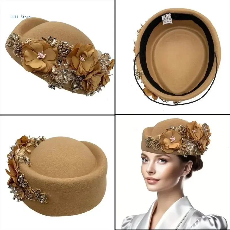 Cocktail Party Flower Hat Elegant Female Charm Church Hat 1920s Theme Part 241209