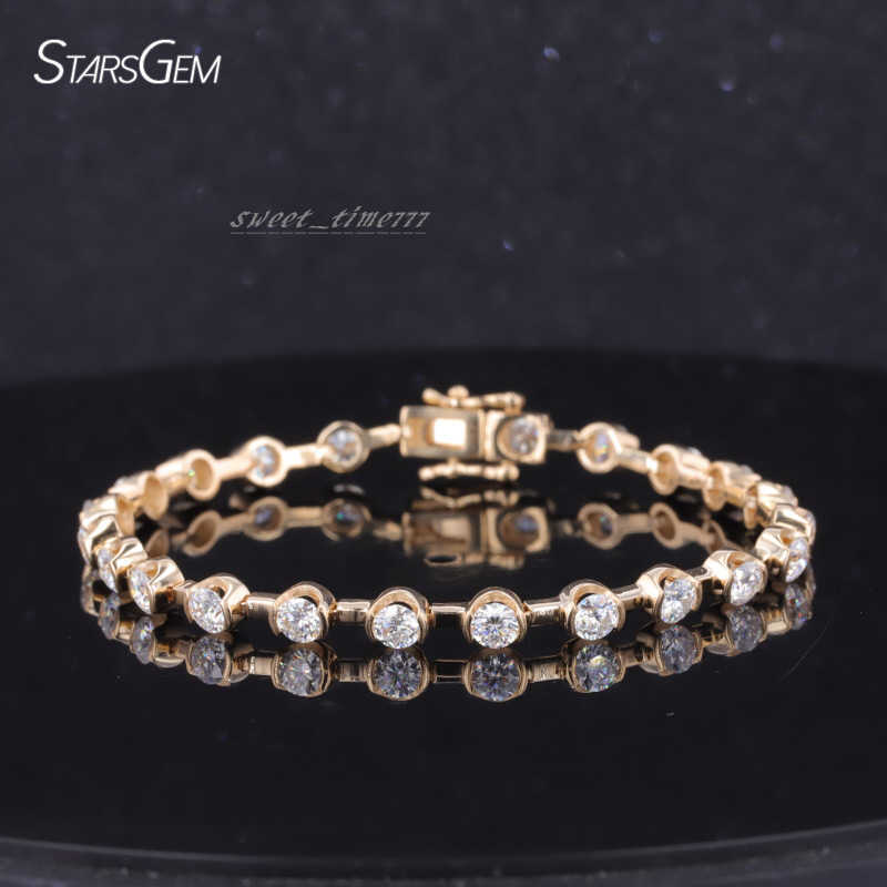 Starsgem 14K Solid Yellow gold 3.5mm Round Moissanite Tennis Bracelets