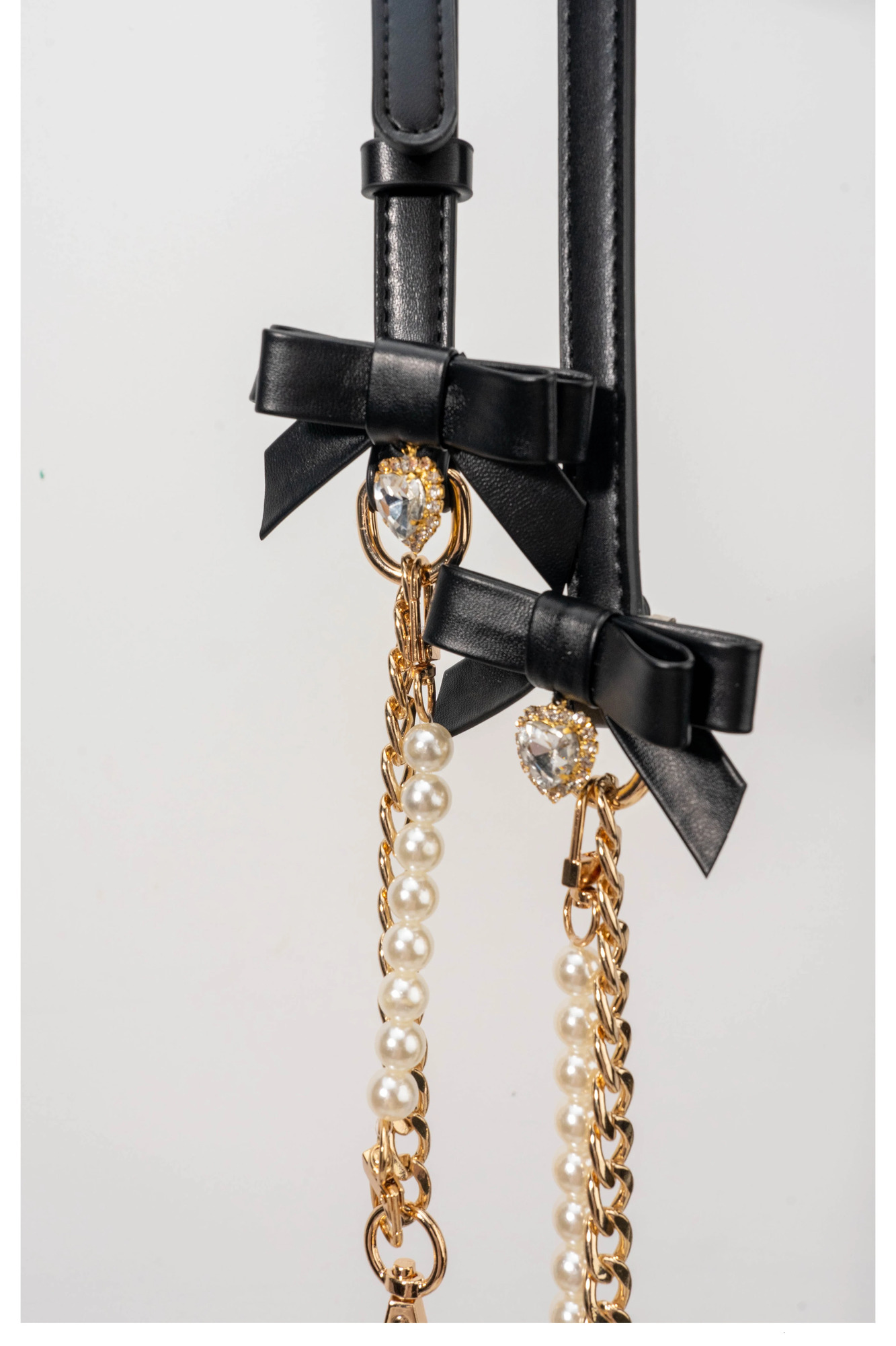 Multi functional bag chain pearl bow pendant mass production Liz metal chain cross body replacement shoulder strap 241205