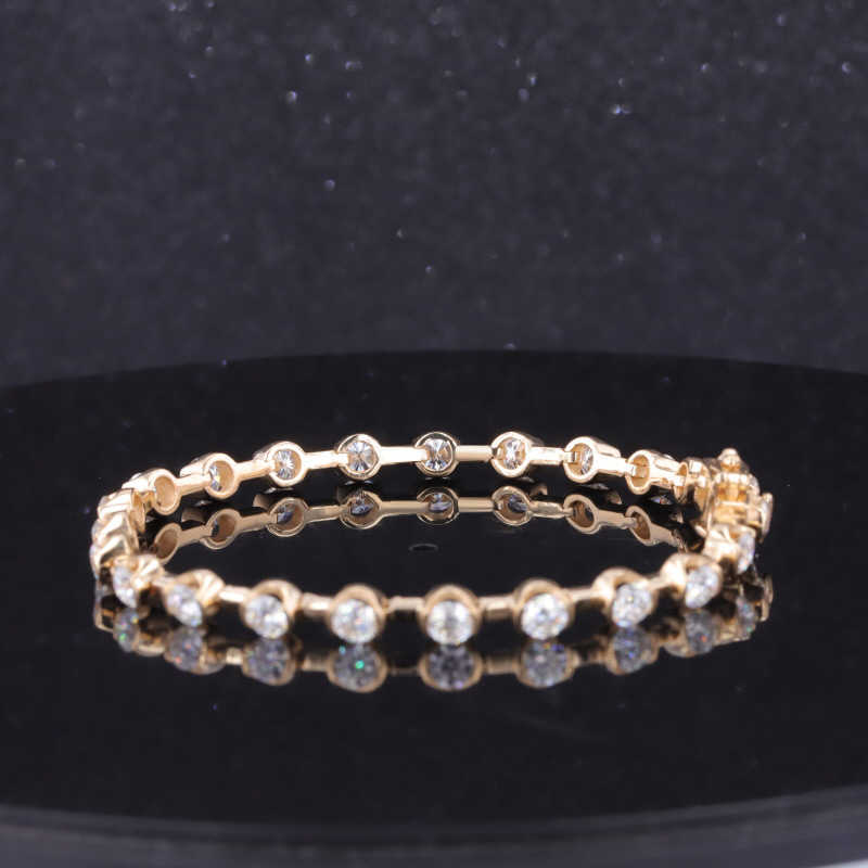 Starsgem 14K Solid Yellow gold 3.5mm Round Moissanite Tennis Bracelets