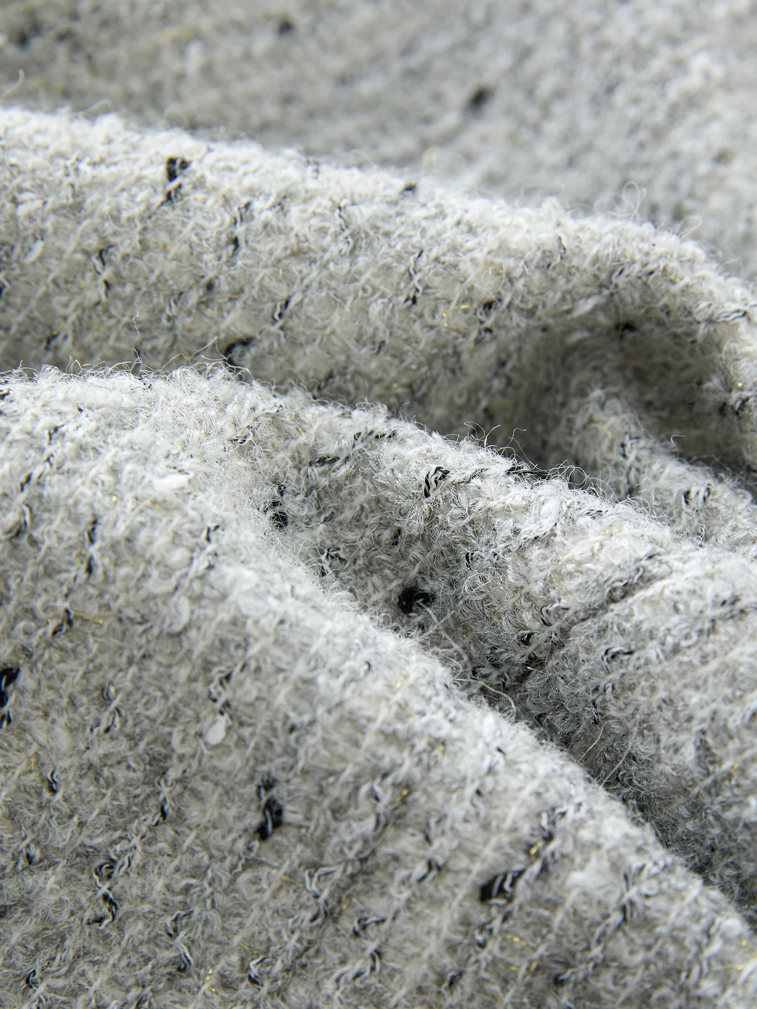 FSLE 333% Wool Women Grey Tweed Jacket Round Neck Temperament Short Coats Winter Thicken 24FS14422 241209