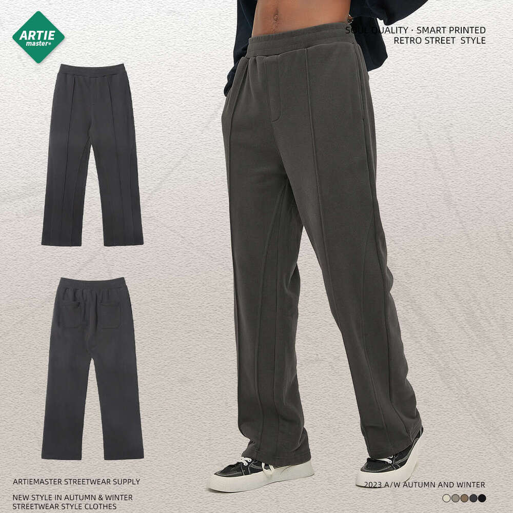 New 365G Smith Veet Straight Leg with Micro Horn Drawstring Splicing Loose Casual Pants