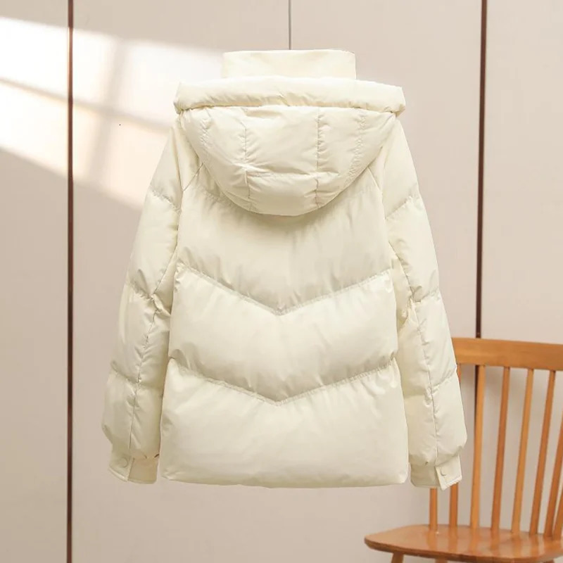 2024 winter hoodie cotton padded jacket womens loose fit full set thick warm Parkas short casual top 241209